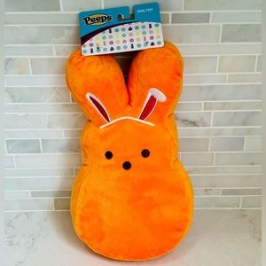NWT PEEPS Easter Dog Toy Large 10” Orange Dressed Up Glasses Plush Bunny Squeaky